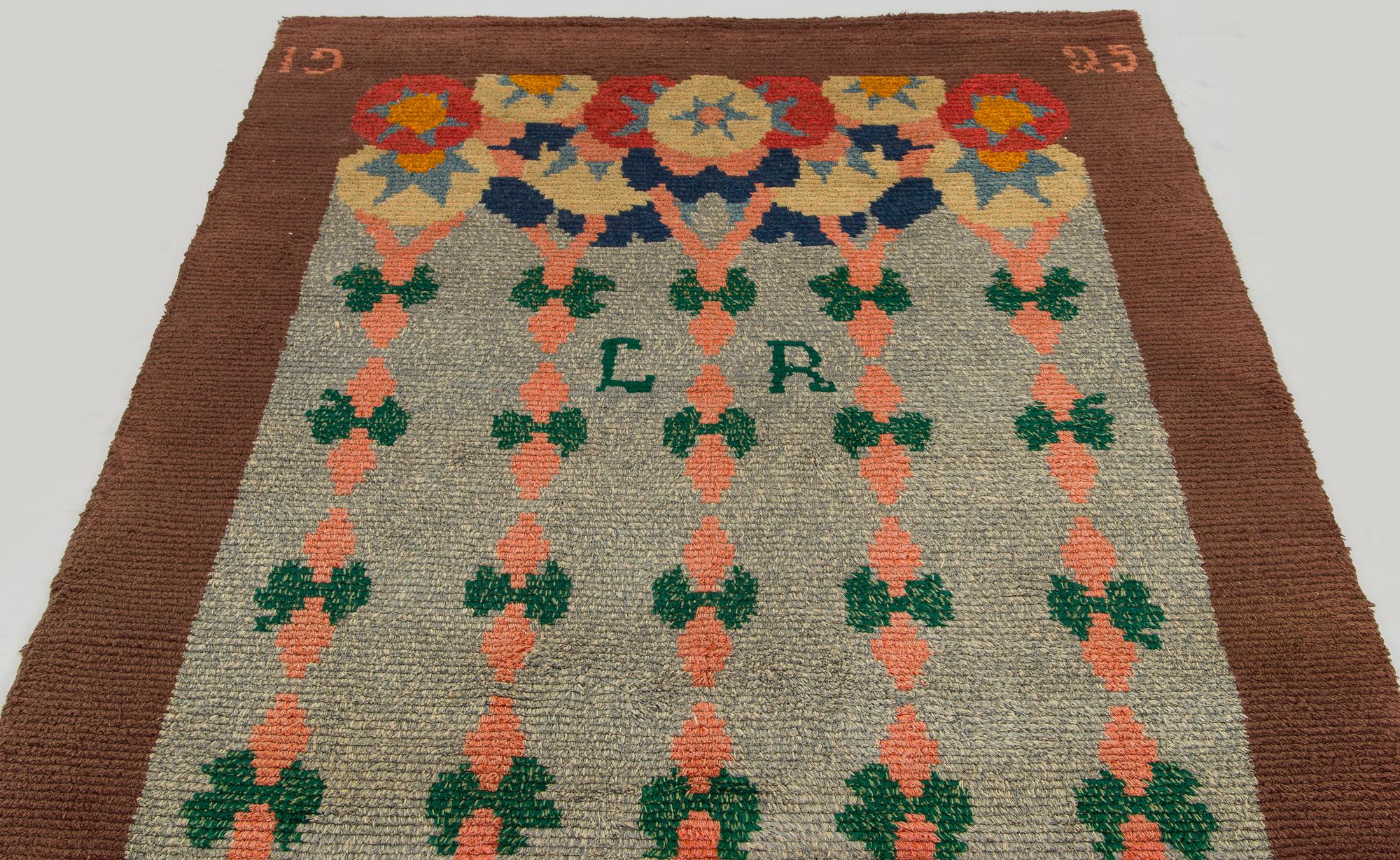 Ingegerd Eklund, a finnish longpile ryijy-rug, model for Friends of Finnish Handicraft. Designed 1912. Ca. 230 x 130 cm.