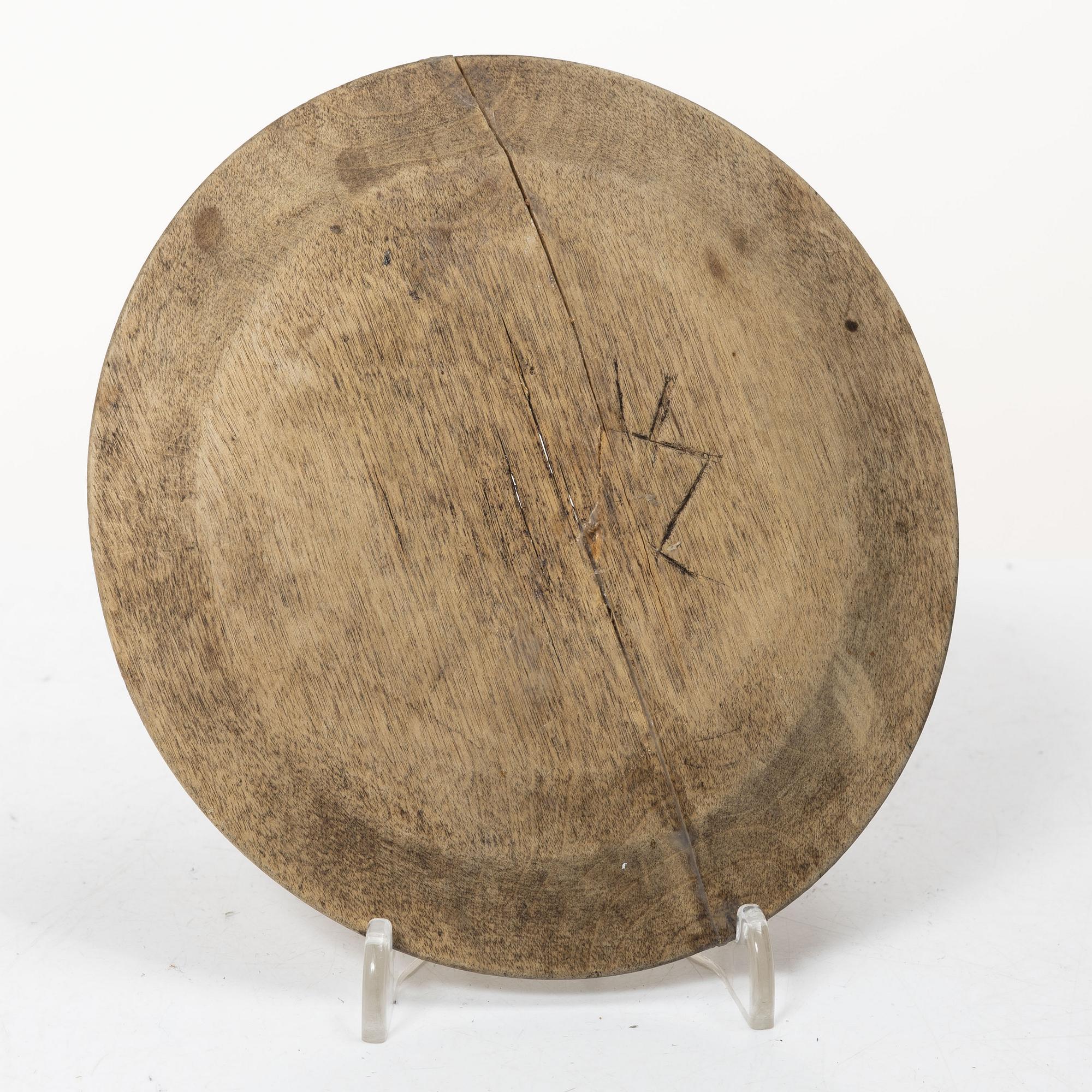 Ten wooden plates, 19th Century.