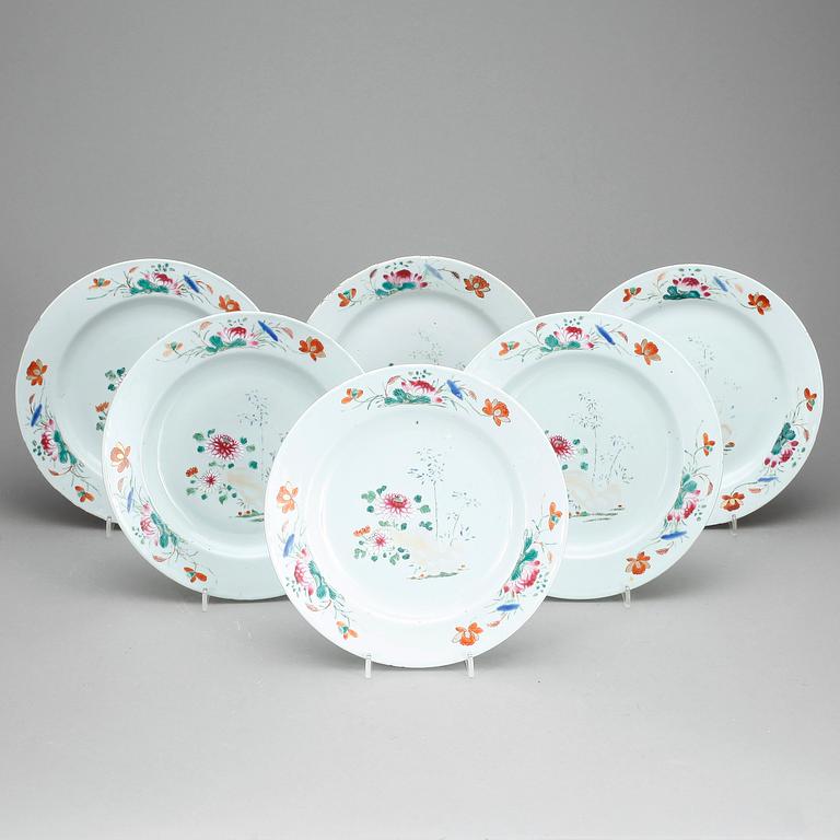 TALLRIKAR, 6 st, porslin, Kina, Qing dynastin, Qianlong (1736-95).