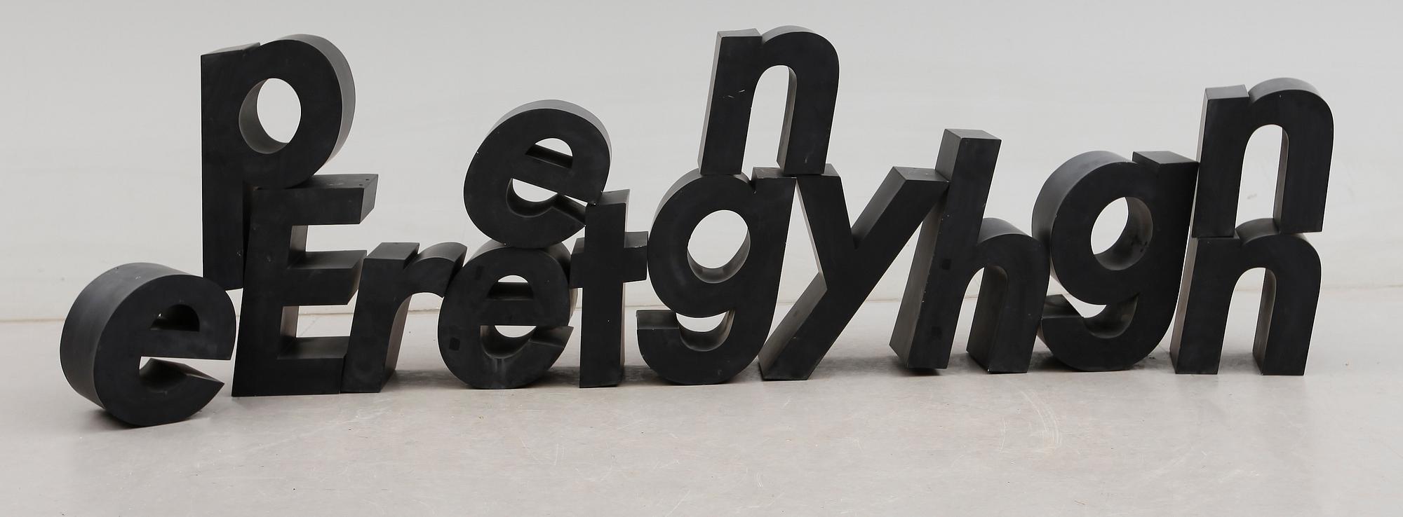 SKYLTBOKSTÄVER, 14 st, plåt, 1900-talets andra hälft.