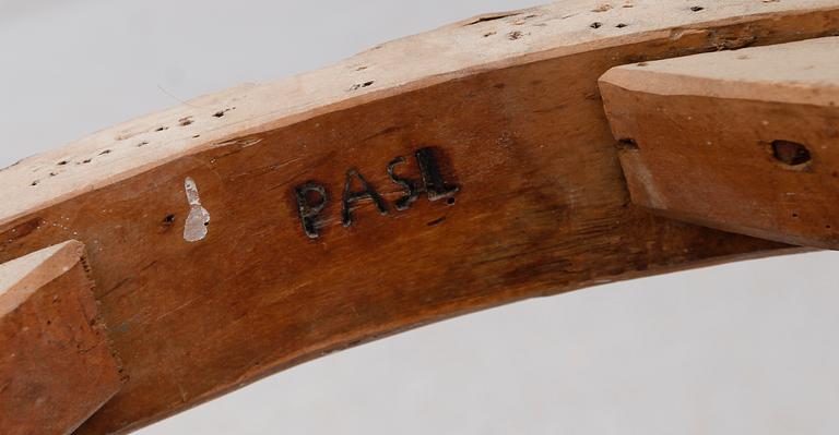 STOL, gustaviansk, 1700-talets slut, signerad PASL, Pehr Andersson, Lindome.