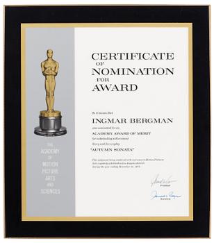 310. NOMINERINGSPLAKETT för OSCAR AWARD.