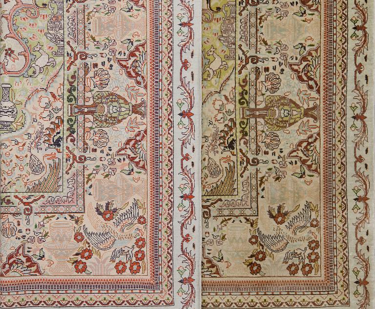 Matta, figural Orientalisk, Silke, ca 158 x 90 cm.