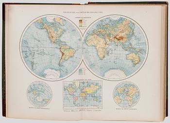 ATLASBÖCKER, 2 st, bland annat "Andrees Handatlas" Leipzig, 1893.
