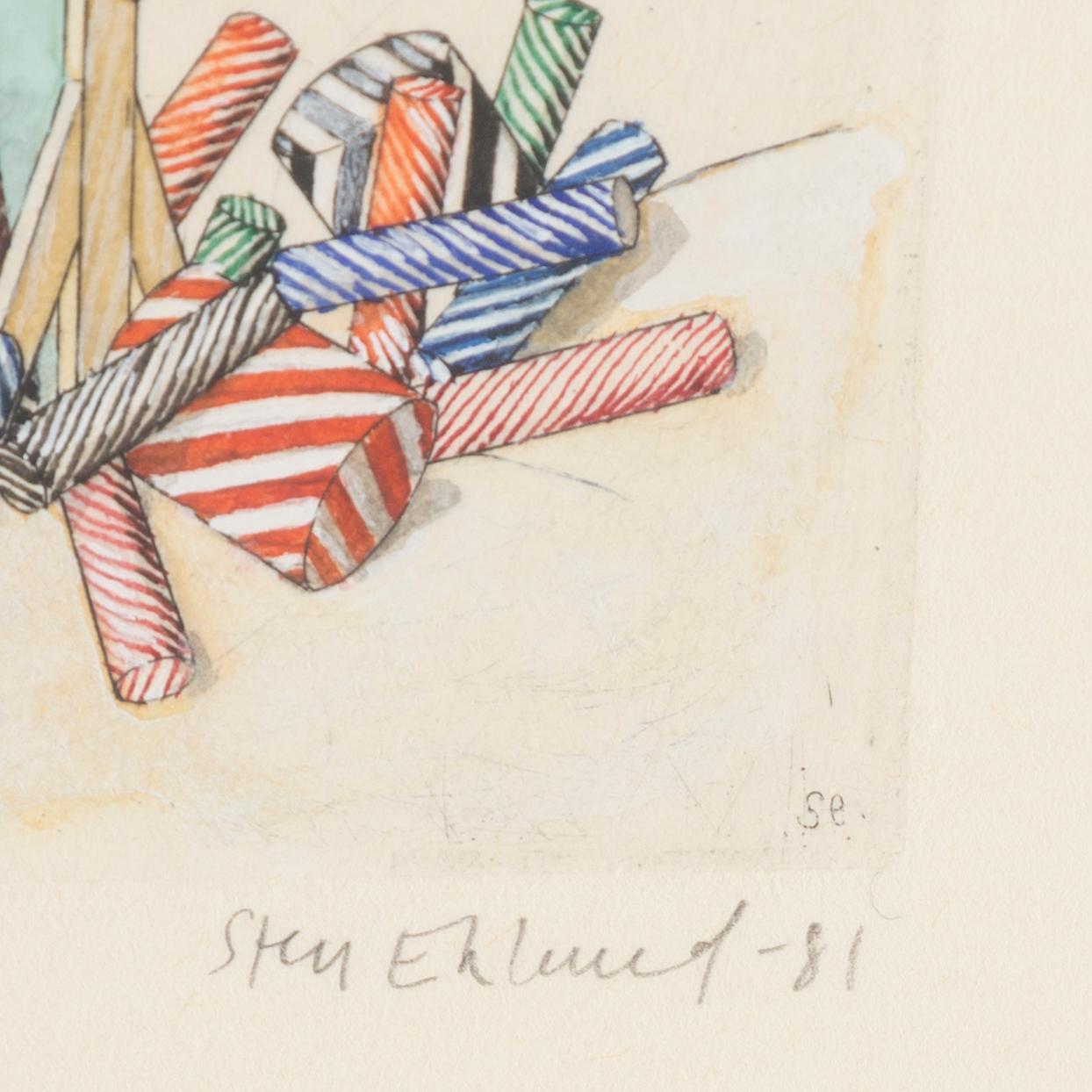 STEN EKLUND, etching with watercolour, signed and dated -81. EA.