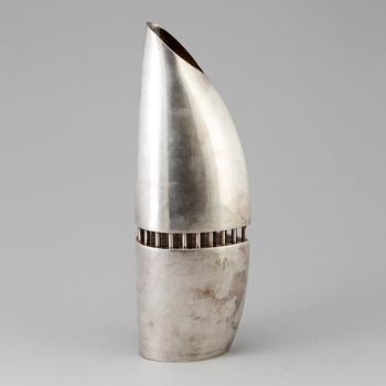 A italian silver plated brass vase designed by Lino Sabbatini, dated 1997.