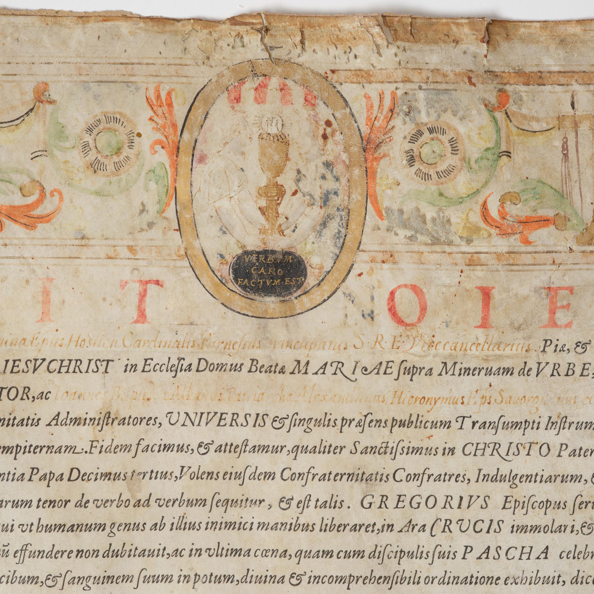 Document on vellum, Rome, 1586.
