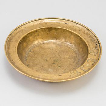 A 17th century bronze bowl.