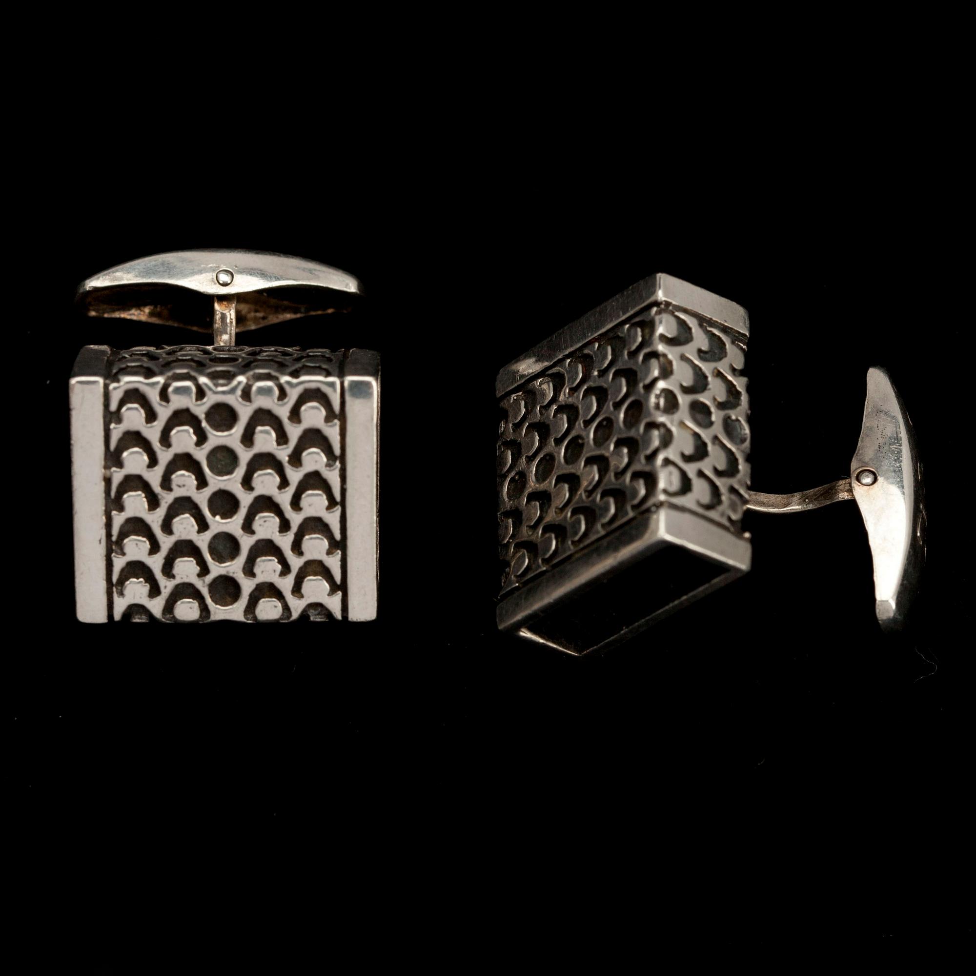 MANSCHETTKNAPPAR, silver, Turun Hopea 1970. Vikt 20 g.