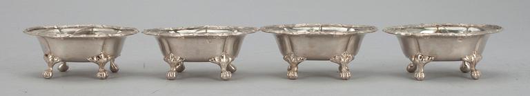 SALTKAR, 4 st. silver, Frankrike 1800-tal. Tot. vikt 240 g.