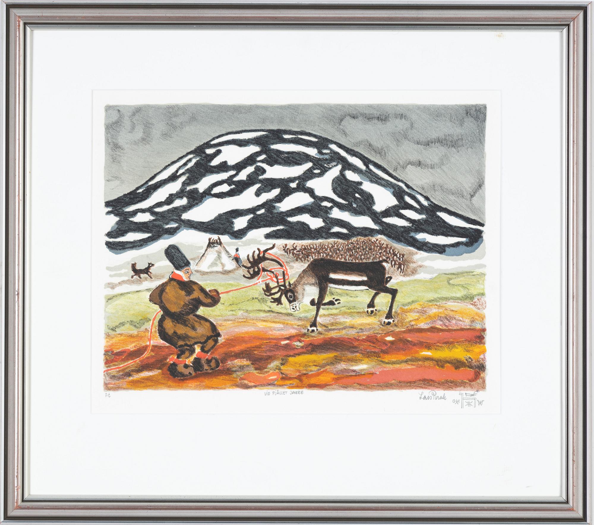 Lars Pirak, litograph in colours, signed.