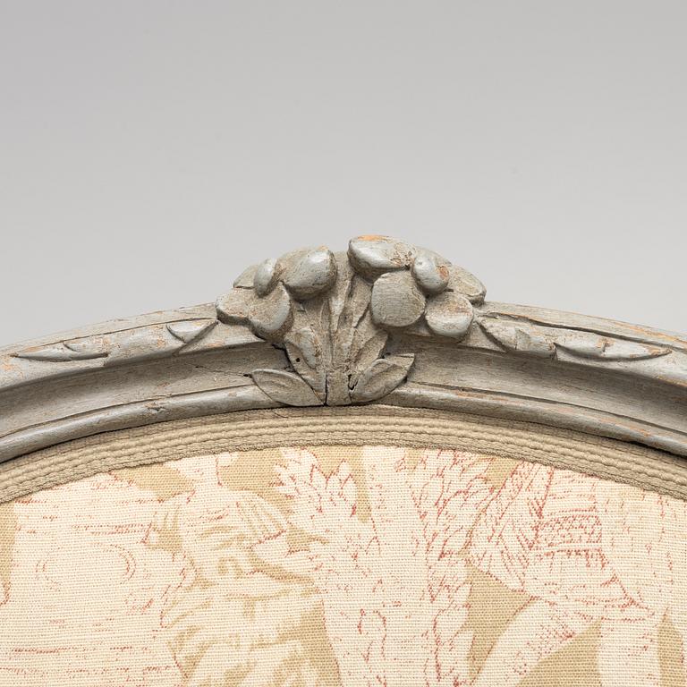 Bergeres, a pair of similar, Louis XV, signed J.C. Briois (active in Paris 1766-1782).