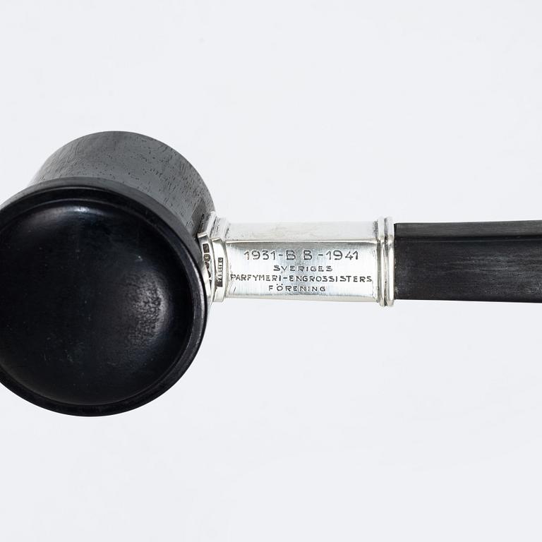 Atelier Borgila, A silver and wood ceremonial mallet, Stockholm, Sweden 1941.