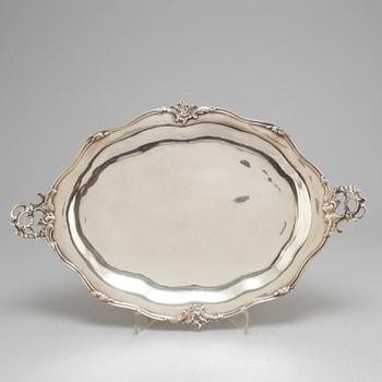 A German 18th century silver dish/tray, mark of Gottfried Bartermann, Augsburg 1759-1761.