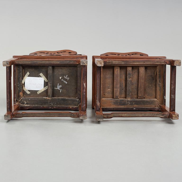 A pair of hardwood armchairs, Qing dynasty (1644-1912).
