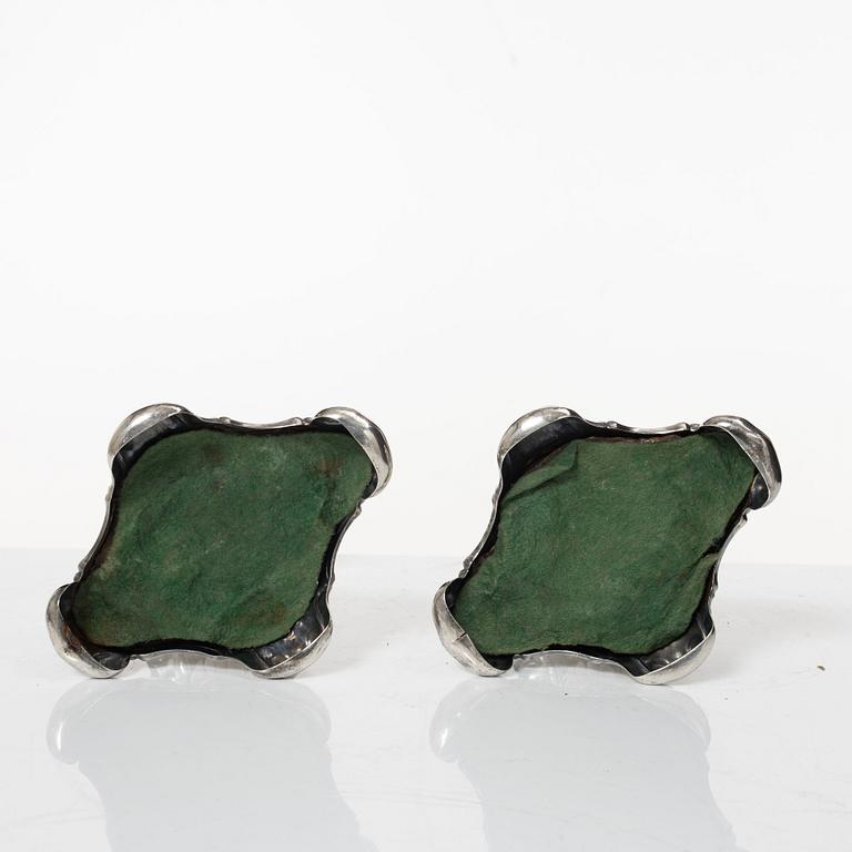 C.G. Hallberg, Candelsticks, a pair, silver, Baroque style, Stockholm 1943.