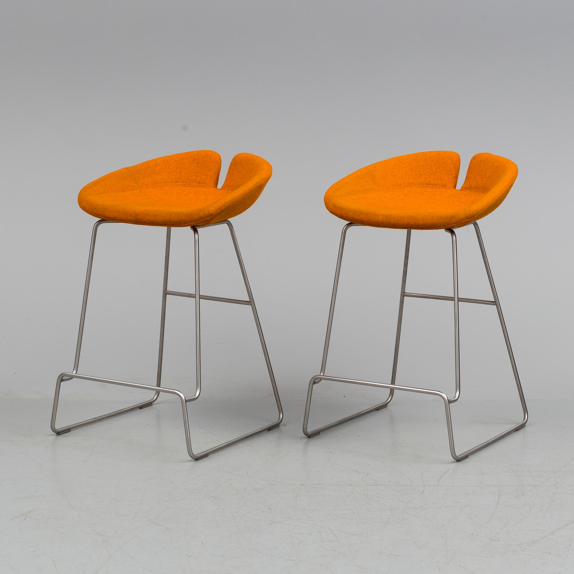 A pair of Patricia Urquiola 'Fjord' bar stools, for Moroso, second half of the 20th century.