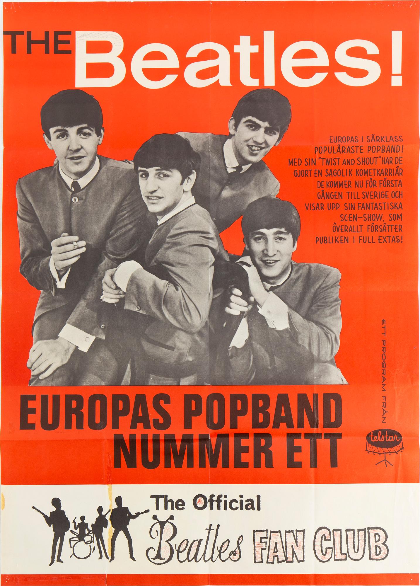 The Beatles, a vintage poster, The Beatles Fanclub, 1963. - Bukowskis