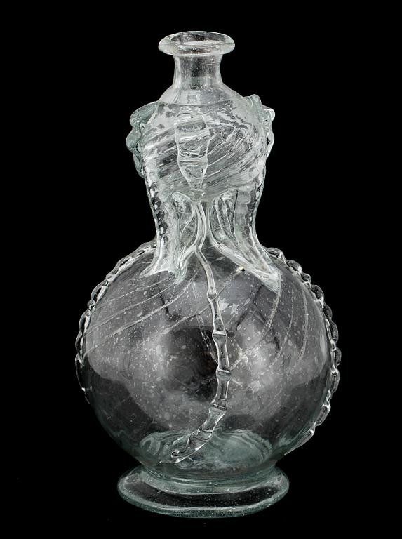 KLUCKAFLASKA, glas, 1700/1800-tal.