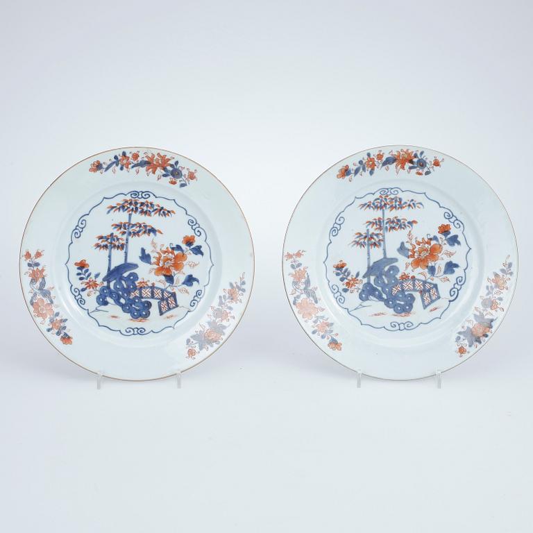 TALLRIKAR, 5 st, porslin, Qianlong, Kina 1700-tal.