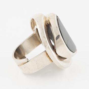 Jorma Laine, ring, silver and spectrolite, Turun Hopea, Turku, Finland 1973.