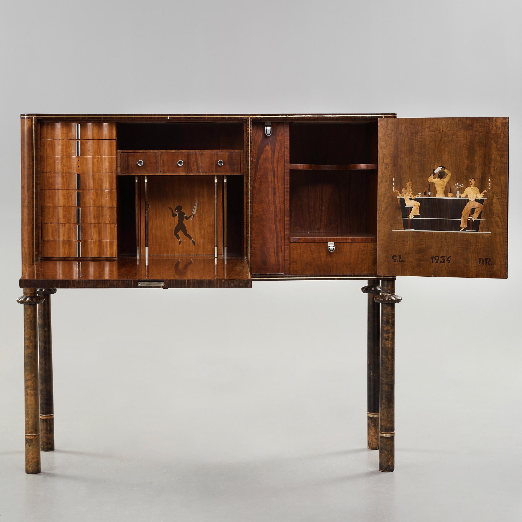 Sture Lindholm, a bar cabinet, executed at Per Jönsson Verkstäder in Stockholm 1934.