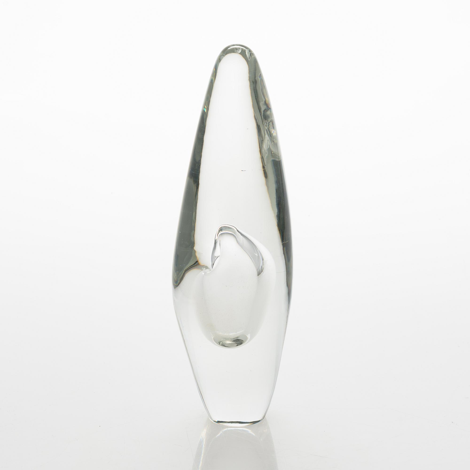 Timo Sarpaneva, veistos, "Orkidea", signeerattu Timo Sarpaneva Iittala -55. Malli muotoiltu 1954.