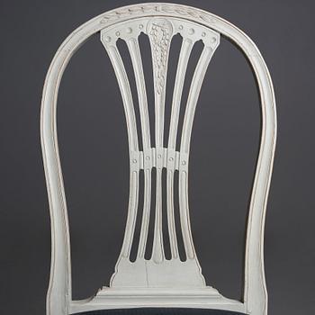 STOLAR, 12 st (6+6), tillskrivna Johan Lindgren, gustavianska, 1700-talets slut.