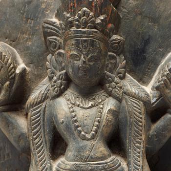 A stone stele of Vishnu, Nepal, 17th/18th Century.