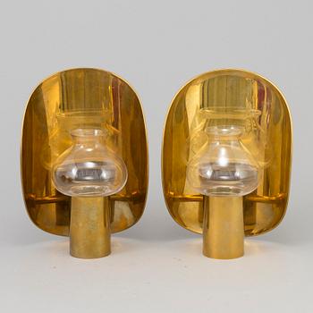 A pair of brass wall sconces from Odel Messing, Norway, second half of the 20th century.