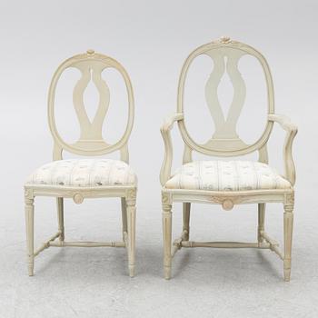 Twelve Gustavian style chairs, second half of the 20th Century.