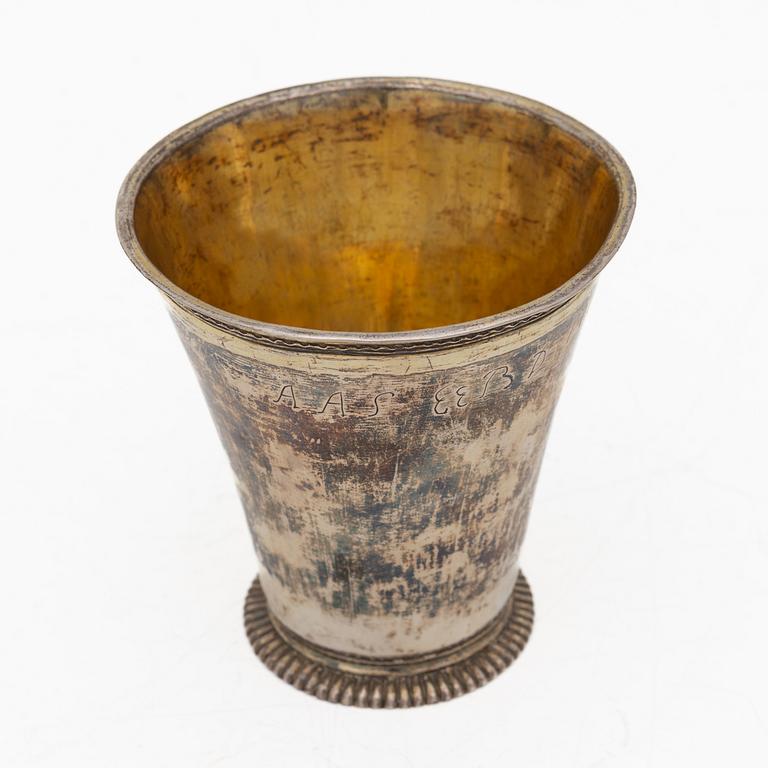 A Swedish silver beaker, mark of Olof Fernlöf, Gothenburg (1720–66).