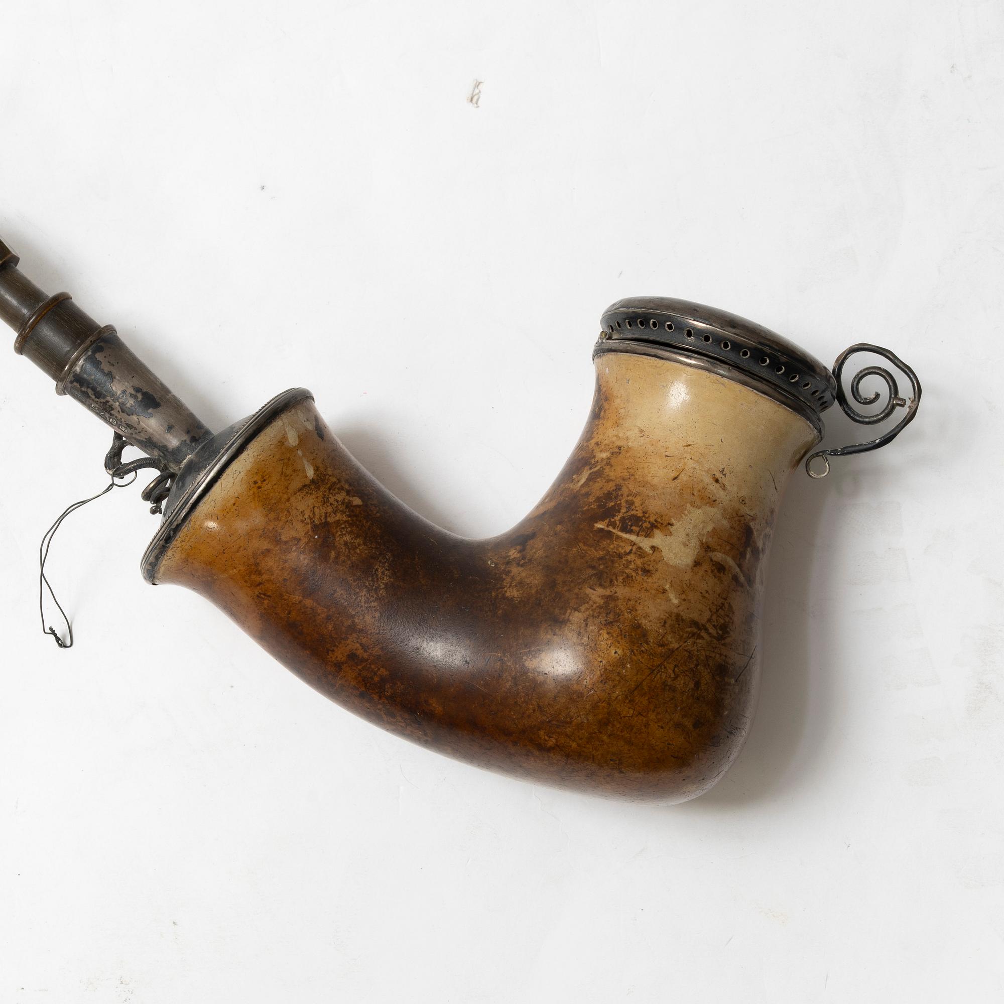 Cup and pipe, silver, one with mark of Claes Christian Carlén, Borås 1854.