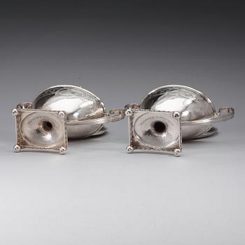 A pair of Swedish early 19th century silver sugar-urns, marks of Stephan Westerstråhle, Stockholm 1803.