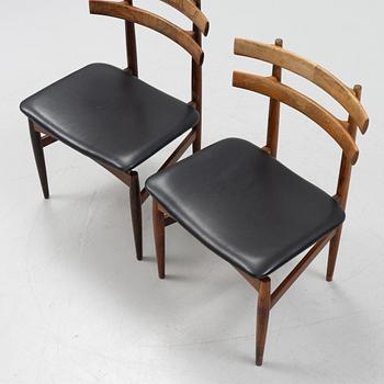 Poul Hundevad, dining set, table and a set of three chairs, Denmark, 1960s.