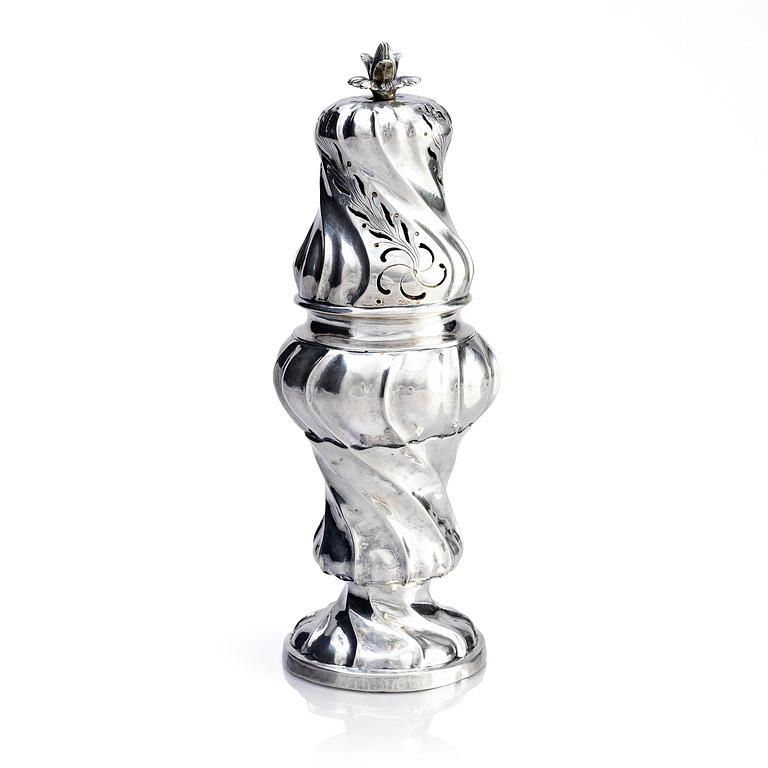 Isak Sauer, sockerruska, silver, Stockholm 1762. Rokoko.