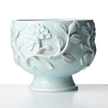 Wilhelm Kåge, a celadon-glazed faience flower urn, Gustavsberg 1925, this model was shown at The Paris exhibition 1925.