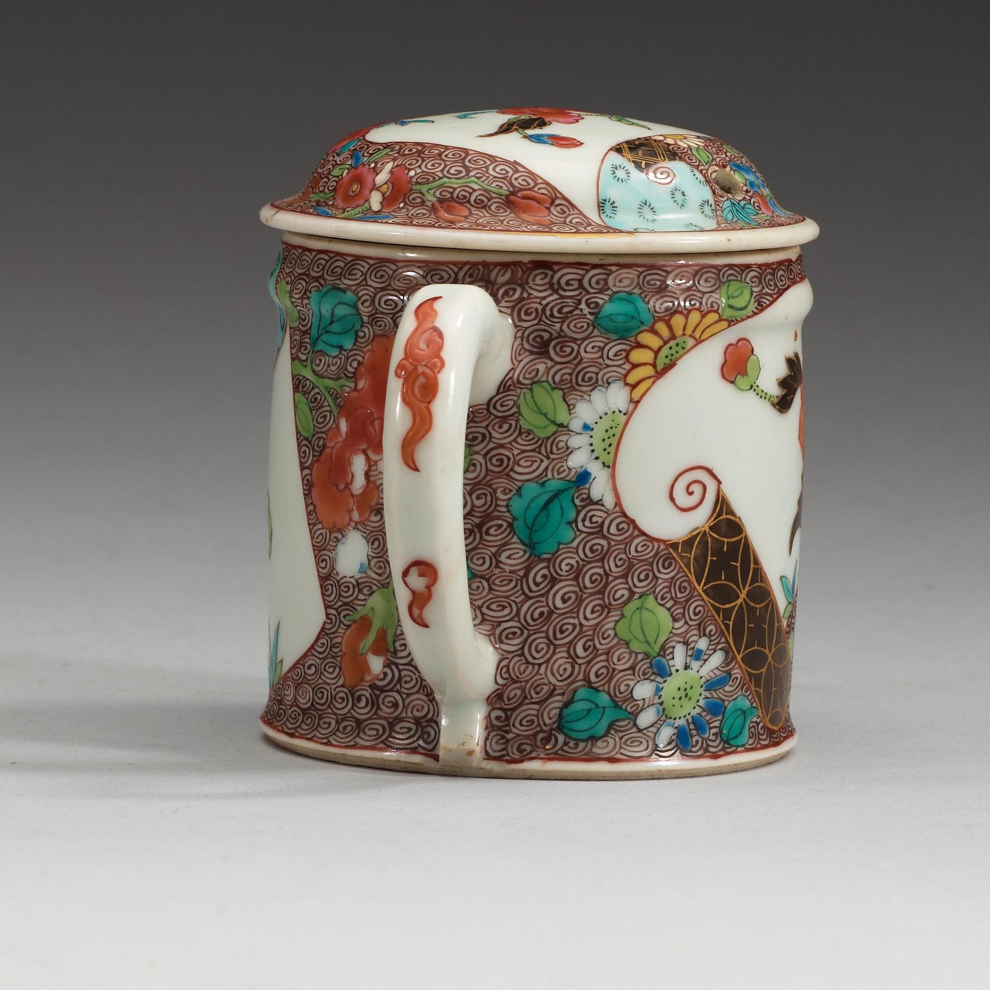 SENAPSBURK med LOCK, kompaniporslin. Qing dynastin, Qianlong (1736-95).