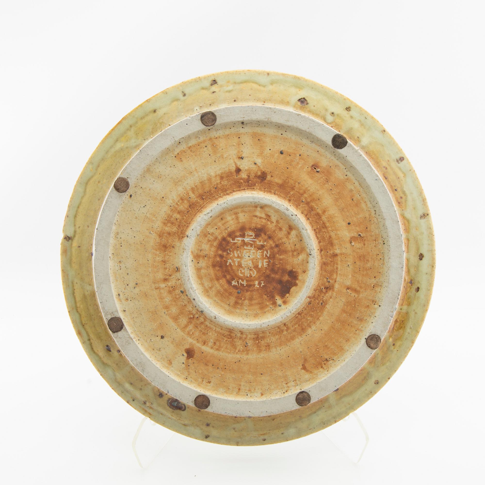 Marianne Westman, decorative plate Rörstrand glazed stoneware.