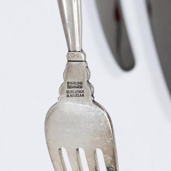 Georg Jensen, bestick, 30 delar, sterling silver, modell "Konge/Acorn", design Johan Rohde, Köpenhamn, Danmark, efter 1945.