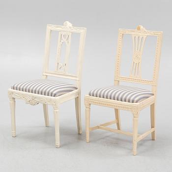 A set of six late Gustavian chairs, Lindome circa 1800.
