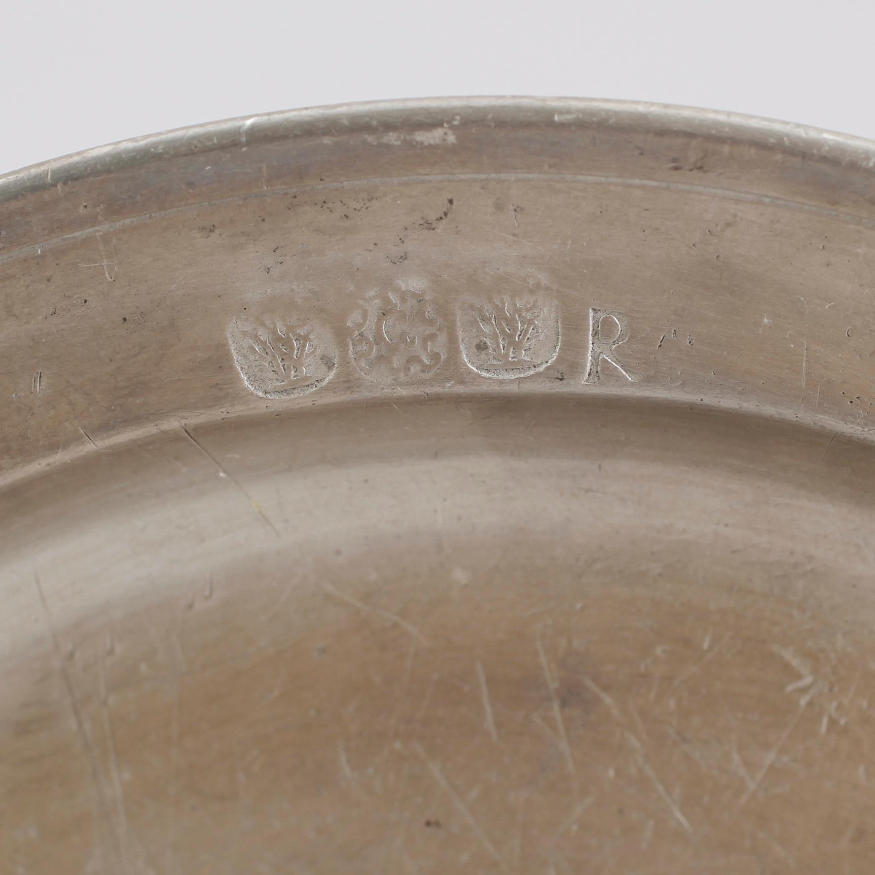 TALLRIKAR, 4 st, tenn, 1700-tal.