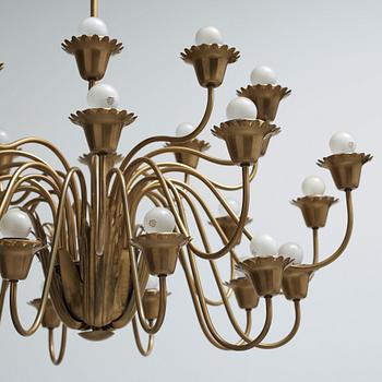 A Swedish Modern brass ceiling lamp, possibly by Ateljé Lyktan, Sweden 1940's.