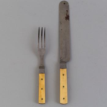 A 12 piece set of steel an bone cutlery from Eskilstuna Jernmanufaktur, 19th Century.