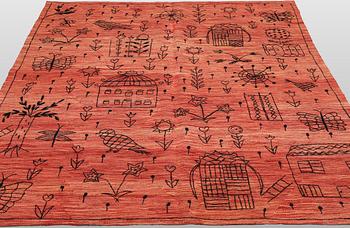 A hand-embroidered Kilim rug, approx. 209 x 171 cm.