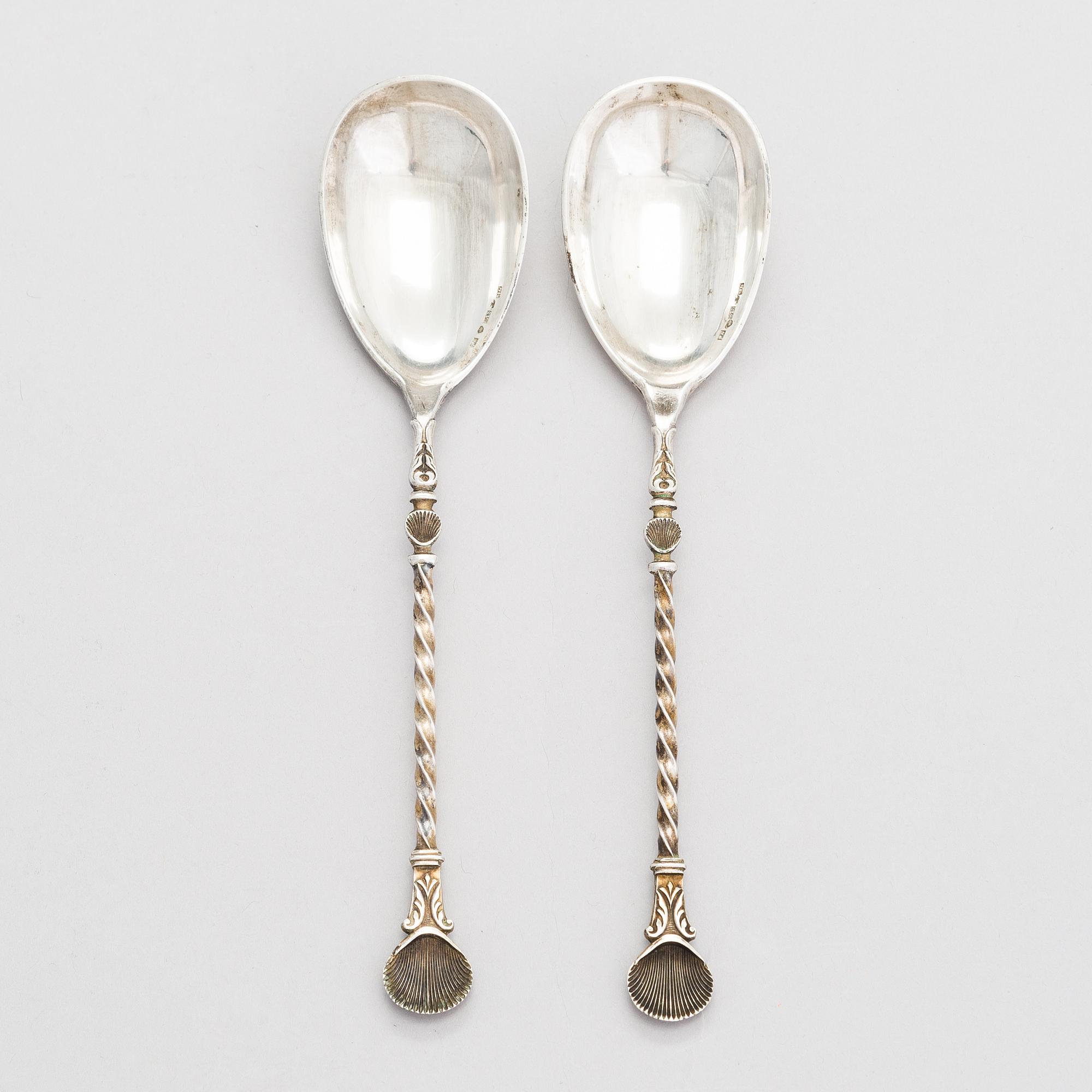 Petter Airaksinen, kaviarskedar, ett par, silver, Helsingfors 1893.