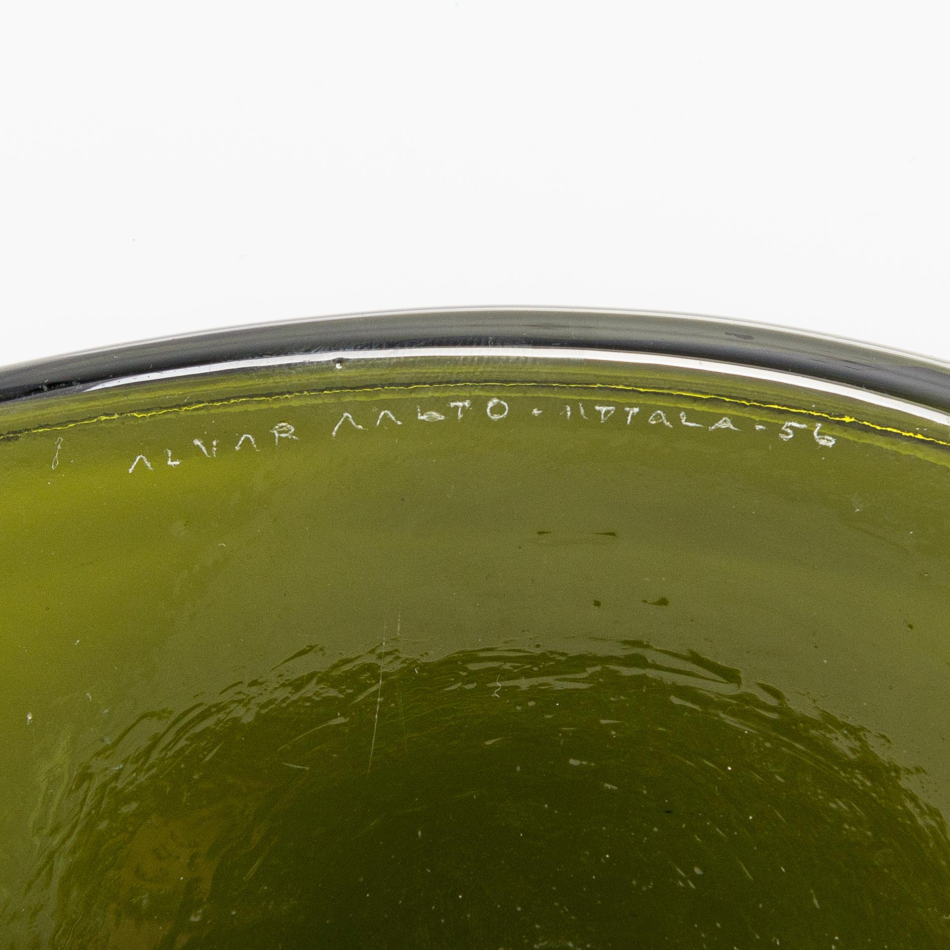 Alvar Aalto, fat, 4 st, modell 3900-37 signerad Alvar Aalto Iittala -56.