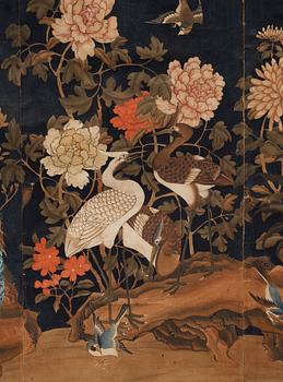 A Chinese wall paper, gouache on paper, Qing dynasty (1644-1912).