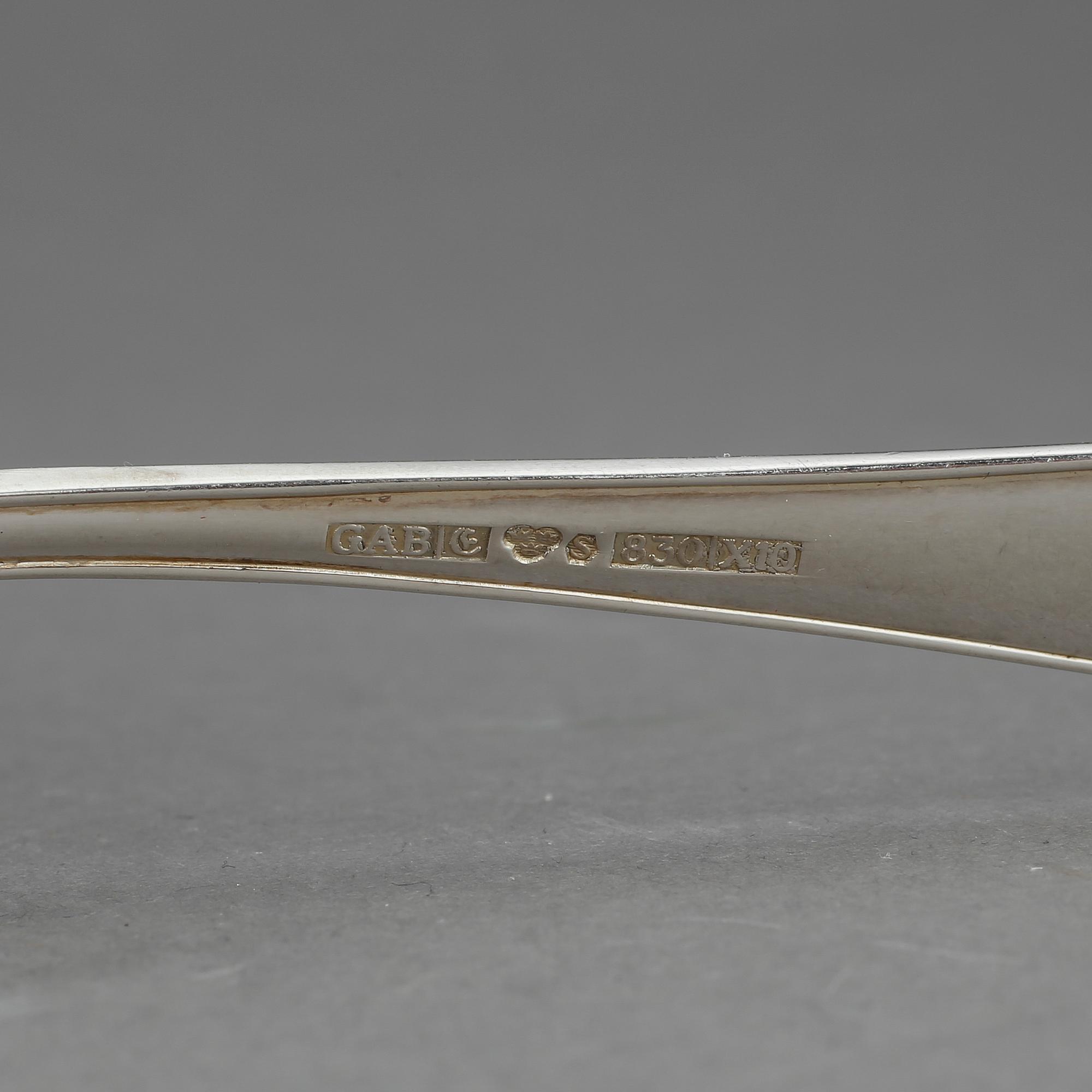SKEDAR, 6 st, silver, modell "Vasa", GAB, Stockholm 1957-58. Vikt 177 g.