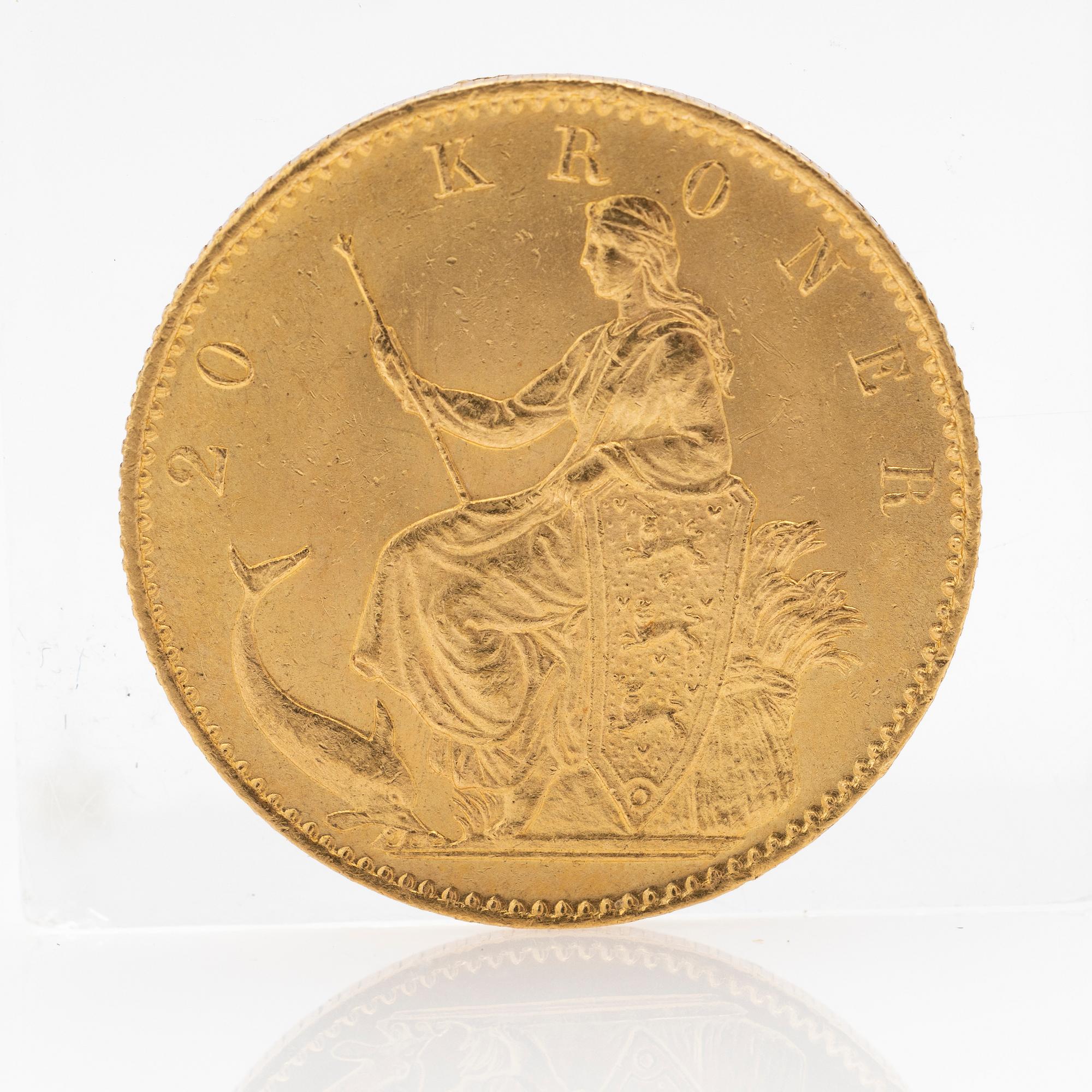Guldmynt, 20 kroner, Christian IX, Danmark, 1873.